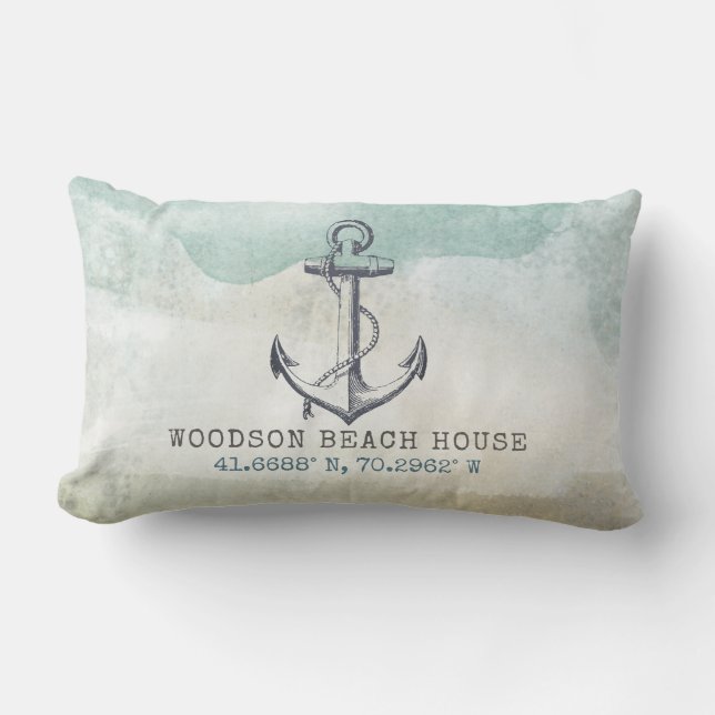 Coastal Beach House Nautical Family Coordinates  Lumbar Cushion (Front)