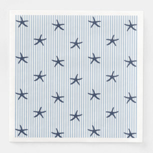 Coastal Beach House Starfish Stripe Coastal Navy Napkin