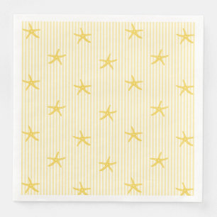 Coastal Beach House Starfish Stripe Lemon Yellow Napkin