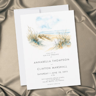 Coastal Beach Modern Watercolor Wedding Invitation