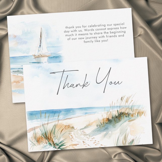 Coastal Beach Modern Watercolor Wedding Thank You Card (Coastal Beach Modern Watercolor Wedding Thank You Card)