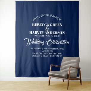 coastal beach nautical blue navy wedding backdrop tapestry