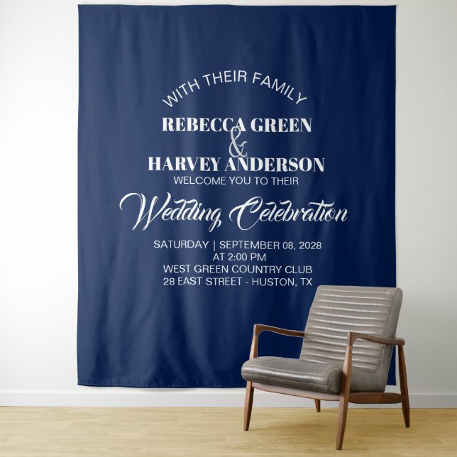 coastal beach nautical  blue navy wedding backdrop tapestry (In Situ)