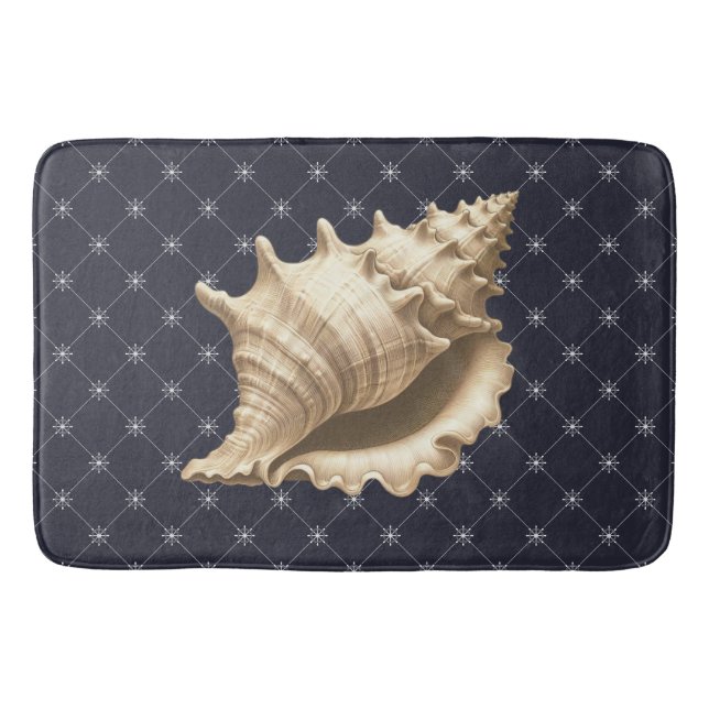 Coastal/beach/nautical seashell  bath mat (Front)