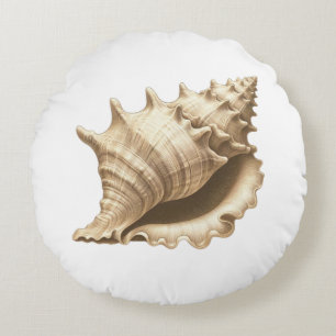 Coastal/beach/nautical seashell  round cushion