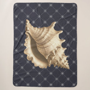 Coastal/beach/nautical seashell sherpa blanket