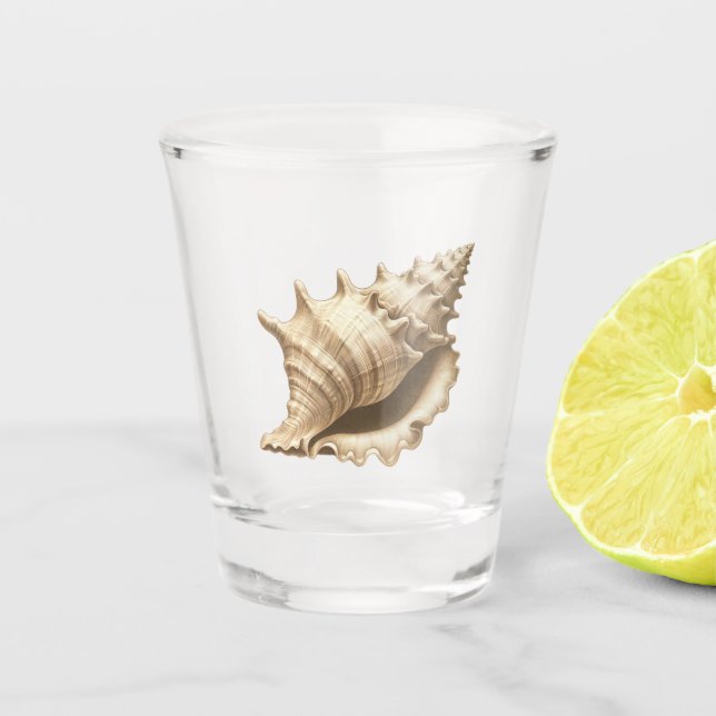 Coastal/beach/nautical seashell  shot glass (Front)