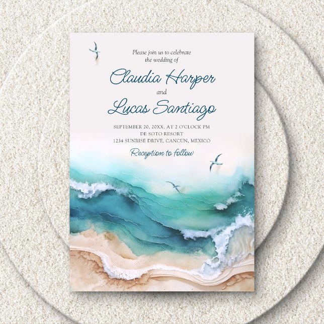 Coastal Beach Ocean Wedding Invitation (Creator Uploaded)