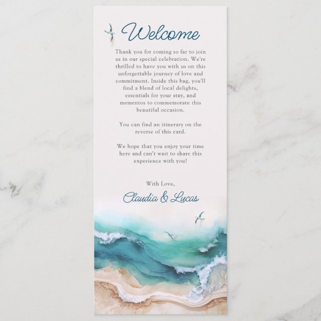 Coastal Beach Ocean Wedding Programme (Front)