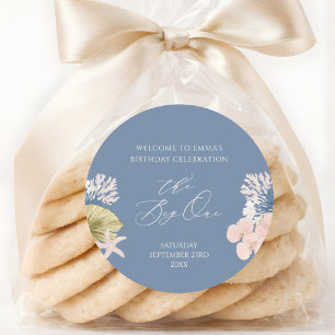 Coastal Beach One First Birthday Favour Labels