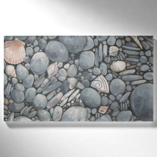 Coastal Beach Pebbles and Shells Painting Print Name Tag