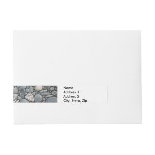 Coastal Beach Pebbles and Shells Painting Print Wraparound Address Label