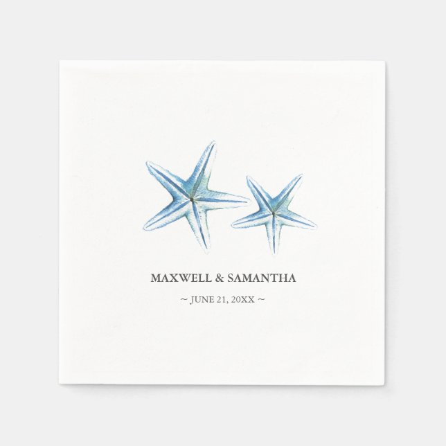 Coastal Beach Personalised Starfish Napkin (Front)