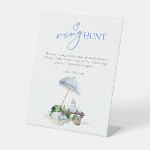 Coastal Beach Picnic Bridal Shower Ring Hunt Game Pedestal Sign