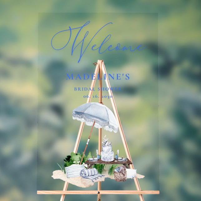 Coastal Beach Picnic Bridal Shower Welcome Acrylic Sign (Neutral)
