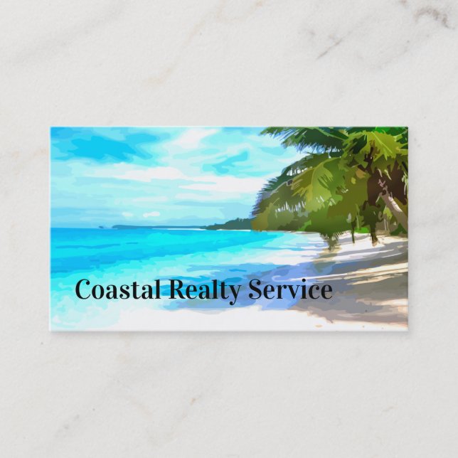 Coastal Beach Real Estate Agent Business Card (Front)