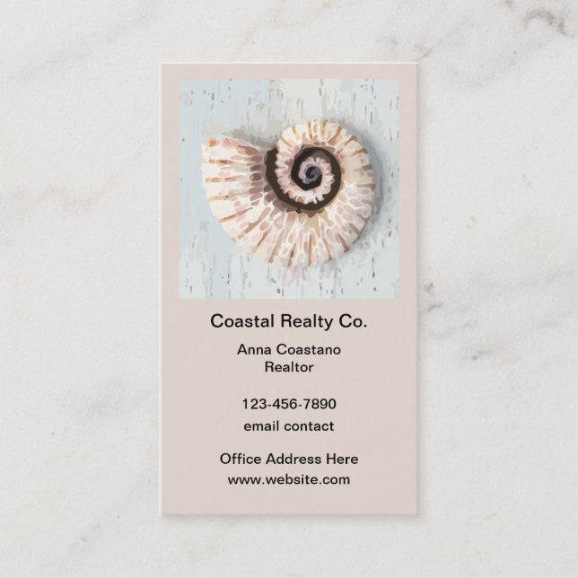 Coastal Beach Realtor Business Cards Vertical (Front)