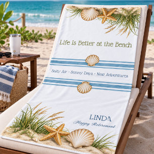 Coastal Beach Retirement Gift for Beach Lover Towel
