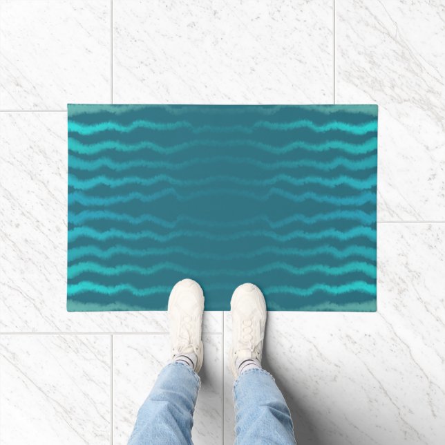 Coastal Beach Salty Turquoise Wave Abstract Design Doormat (Indoor)