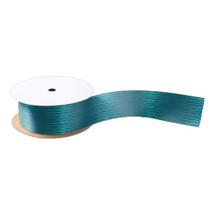 Coastal Beach Salty Turquoise Wave Abstract Design Satin Ribbon