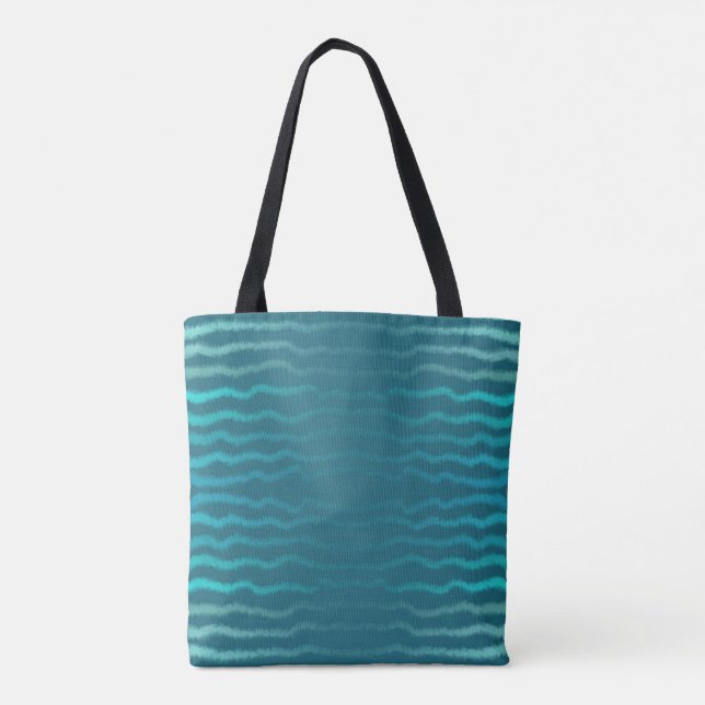 Coastal Beach Salty Turquoise Wave Abstract Design Tote Bag (Back)