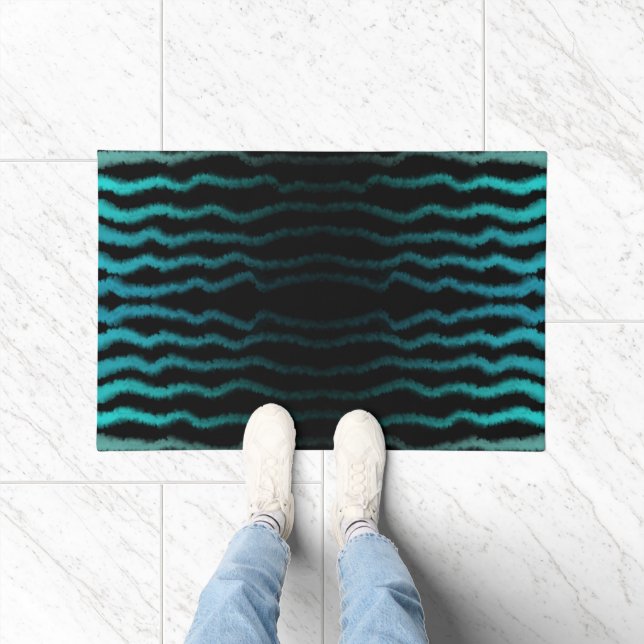 Coastal Beach Salty Turquoise Waves Abstract Art  Doormat (Indoor)