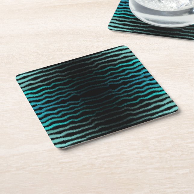 Coastal Beach Salty Turquoise Waves Abstract Art Square Paper Coaster (Angled)