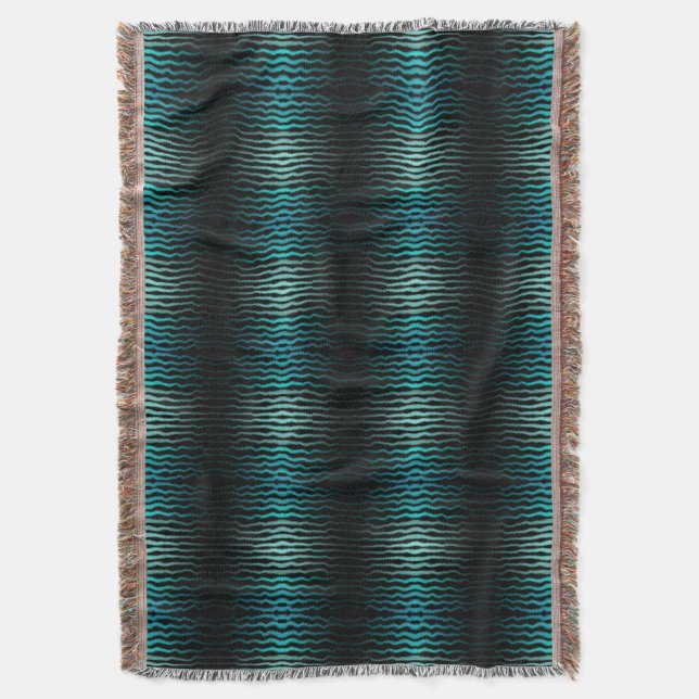 Coastal Beach Salty Turquoise Waves Abstract Art Throw Blanket (Front Vertical)