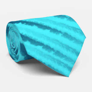 Coastal Beach Salty Watercolor Waves On Turquoise Tie