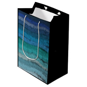 Coastal Beach Salty Waves On Black Medium Gift Bag