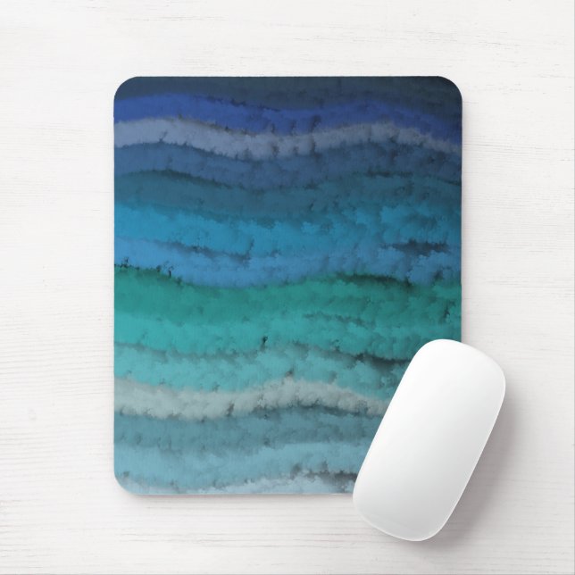 Coastal Beach Salty Waves On Black  Mouse Mat (With Mouse)