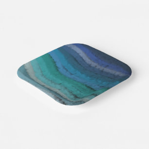 Coastal Beach Salty Waves On Black Paper Plate
