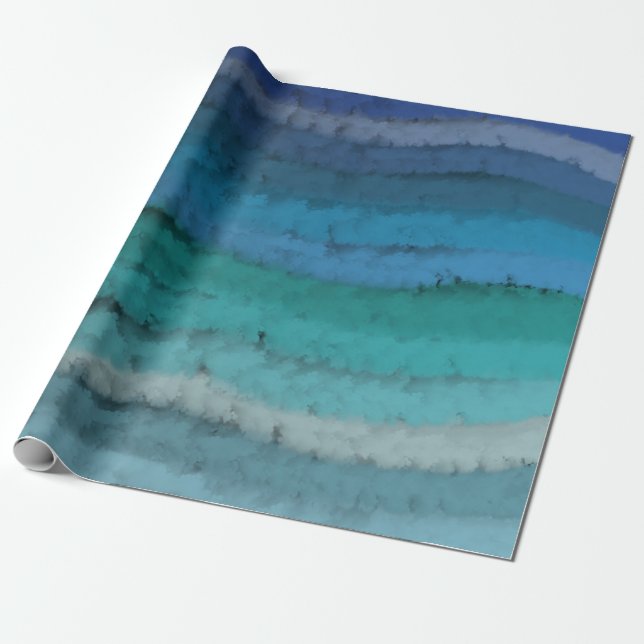 Coastal Beach Salty Waves On Black  Wrapping Paper (Unrolled)