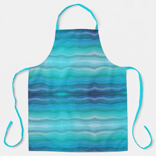 Coastal Beach Salty Waves On Turquoise  Apron (Front)