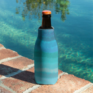 Coastal Beach Salty Waves On Turquoise Bottle Cooler