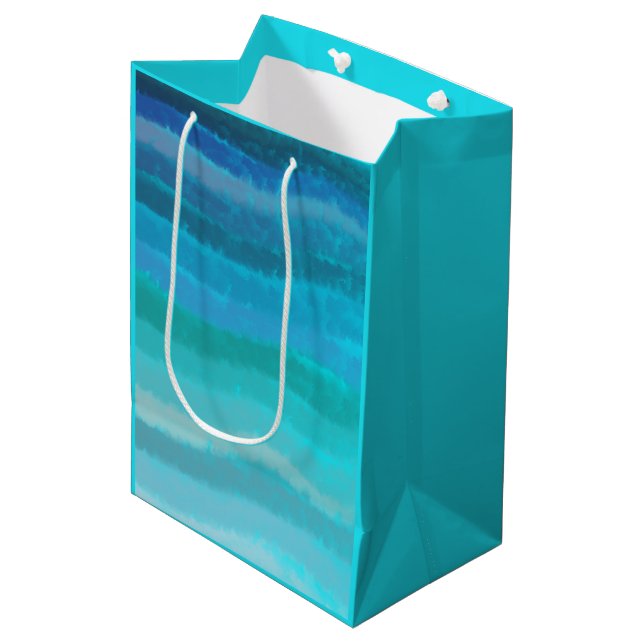 Coastal Beach Salty Waves On Turquoise  Medium Gift Bag (Front Angled)