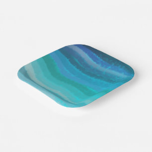Coastal Beach Salty Waves On Turquoise  Paper Plate