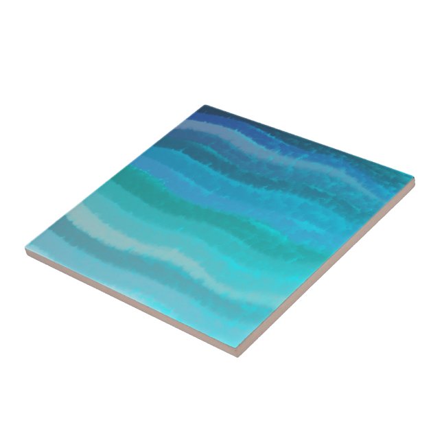 Coastal Beach Salty Waves On Turquoise  Tile (Side)