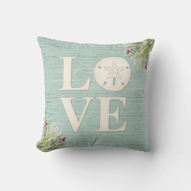 Coastal Beach Sand Dollar Throw Pillow (Front)