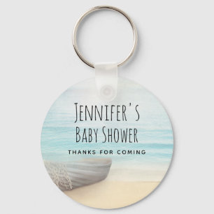 Coastal Beach Scene Nautical Baby Shower Thanks Key Ring