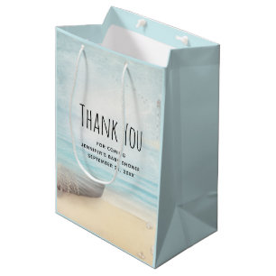 Coastal Beach Scene Nautical Theme Party Thanks Medium Gift Bag
