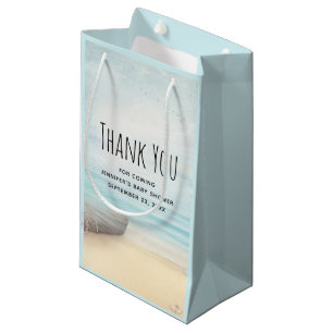 Coastal Beach Scene Nautical Theme Party Thanks Small Gift Bag
