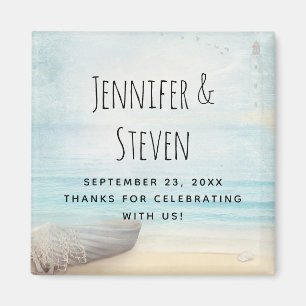 Coastal Beach Scene Nautical Wedding Thanks Magnet
