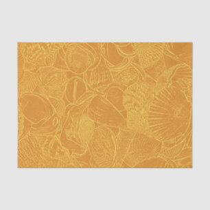 Coastal Beach Sea Shell Gold Yellow Decoupage Tissue Paper