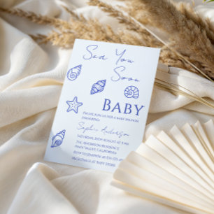 Coastal Beach Sea You Soon Baby Shower Invitation