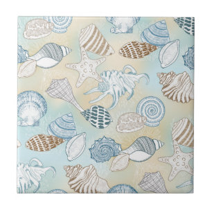 Coastal Beach Seashells Pattern  Tile