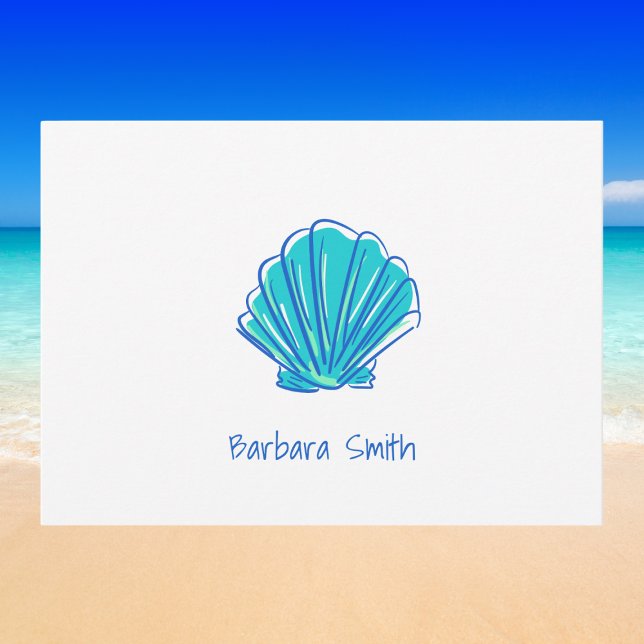 Coastal Beach Shell Blue Thank You Custom Card (Creator Uploaded)