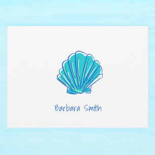 Coastal Beach Shell Blue Thank You Custom Card