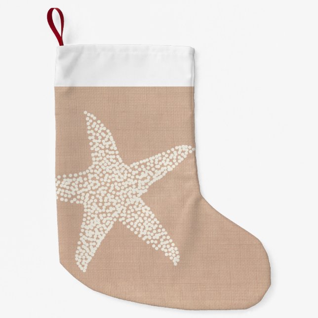 Coastal Beach Starfish Christmas Holiday Small Christmas Stocking (Front)