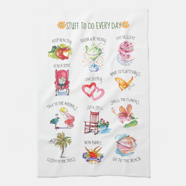 Coastal Beach Stuff to Do Every Day  Kitchen Towel (Vertical)